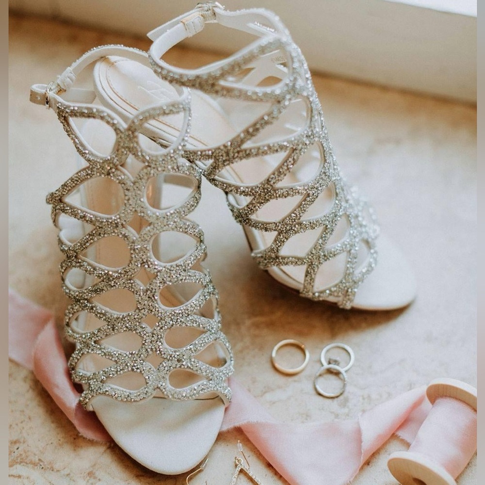 Vince Camuto 1” sparkly wedding heels